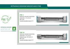 Rozťahovacia nerezová hadička FAMAS FPWR-08A, 150-300 mm, G1/2"-G1/2"