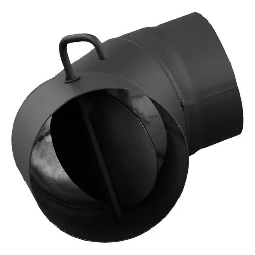 Koleno dymové HS.K 90°/120mm/1,5mm s klapkou, hrubostenné, čierne